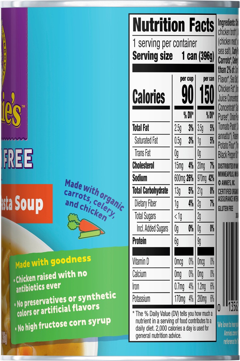 slide 7 of 9, Annie's Annie’s Gluten Free Chicken & Pasta Canned Soup, Ready To Serve, 14 oz., 14 oz