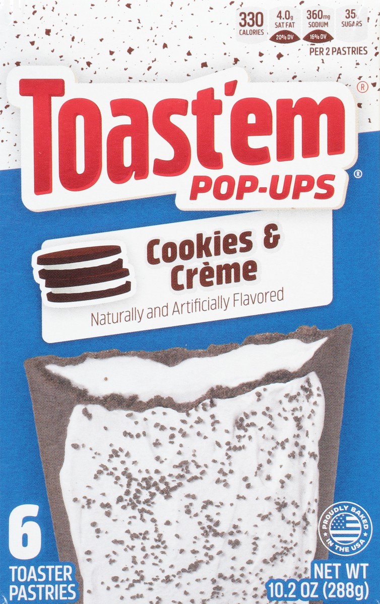 slide 5 of 9, Toast'em Pop-ups Cookies & Creme Toaster Pastries 6 ea, 6 ct