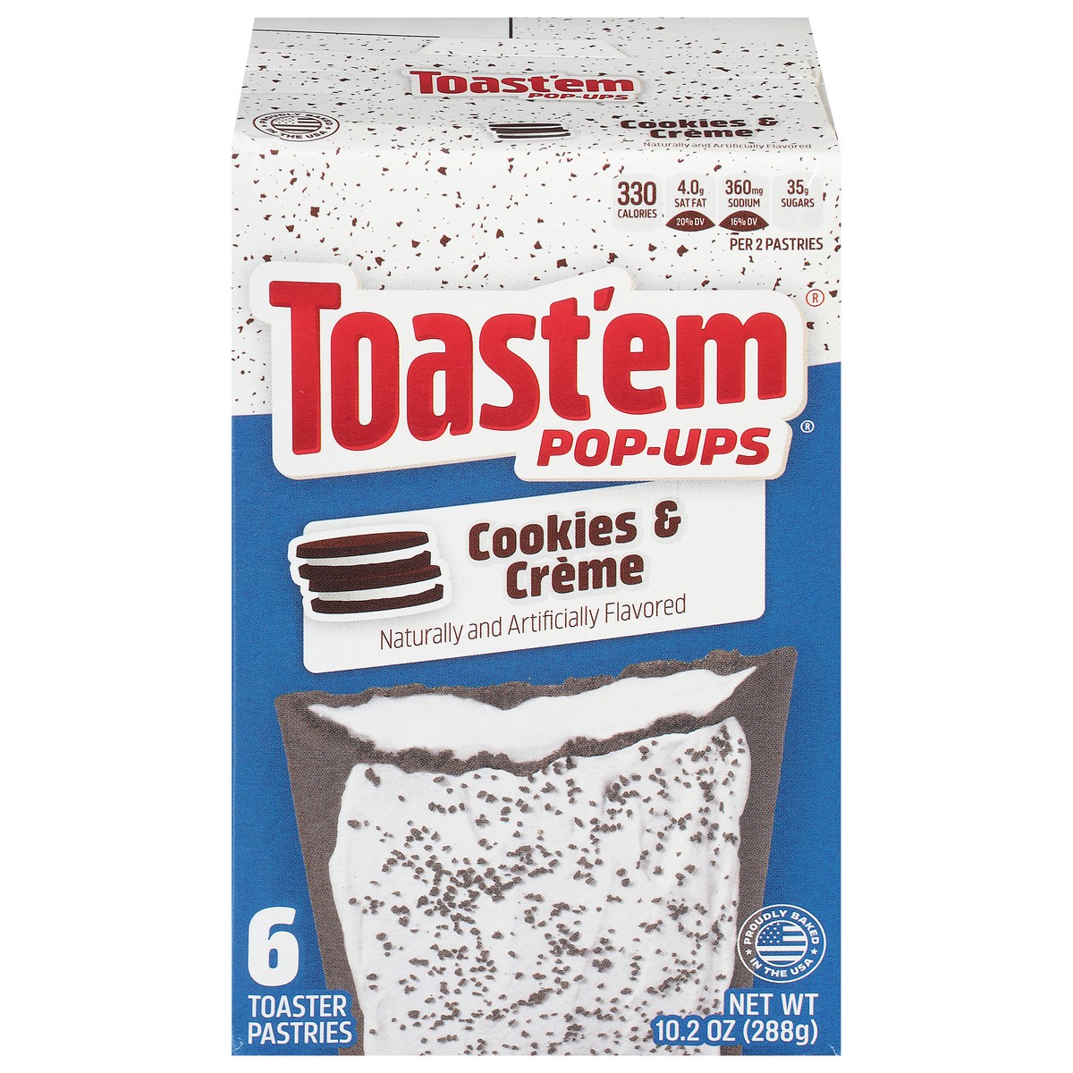 slide 1 of 9, Toast'em Pop-ups Cookies & Creme Toaster Pastries 6 ea, 6 ct