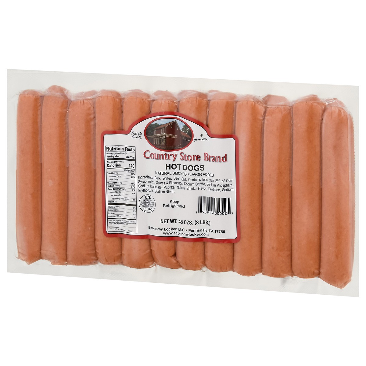 slide 2 of 11, Country Store Brand Natural Smoked Hot Dogs 48 oz, 48 oz