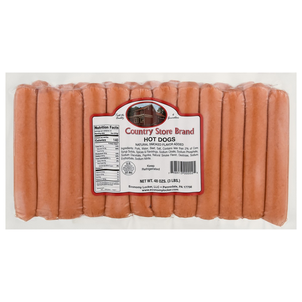 slide 11 of 11, Country Store Brand Natural Smoked Hot Dogs 48 oz, 48 oz