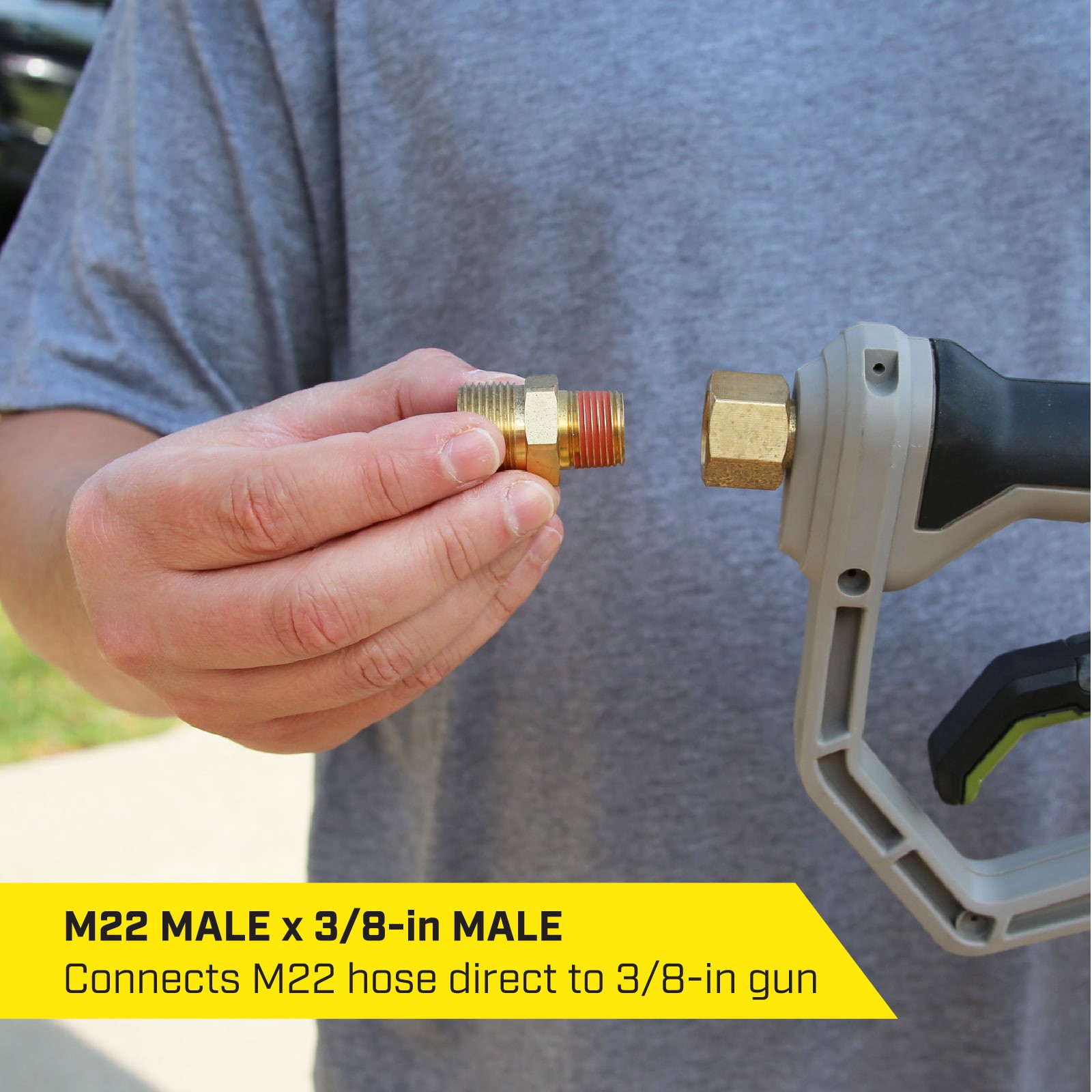 slide 2 of 6, SurfaceMaxx up to 4500 PSI 3/8-in male to M22 (14-mm) male Brass Gas and Electric Pressure Washers Connector, 1 ct
