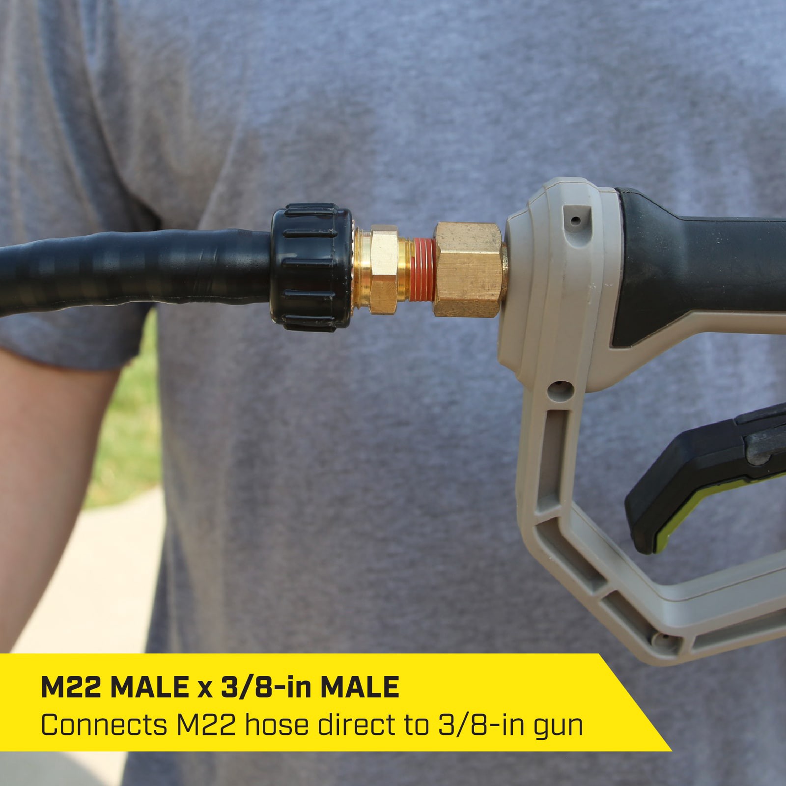 slide 4 of 6, SurfaceMaxx up to 4500 PSI 3/8-in male to M22 (14-mm) male Brass Gas and Electric Pressure Washers Connector, 1 ct