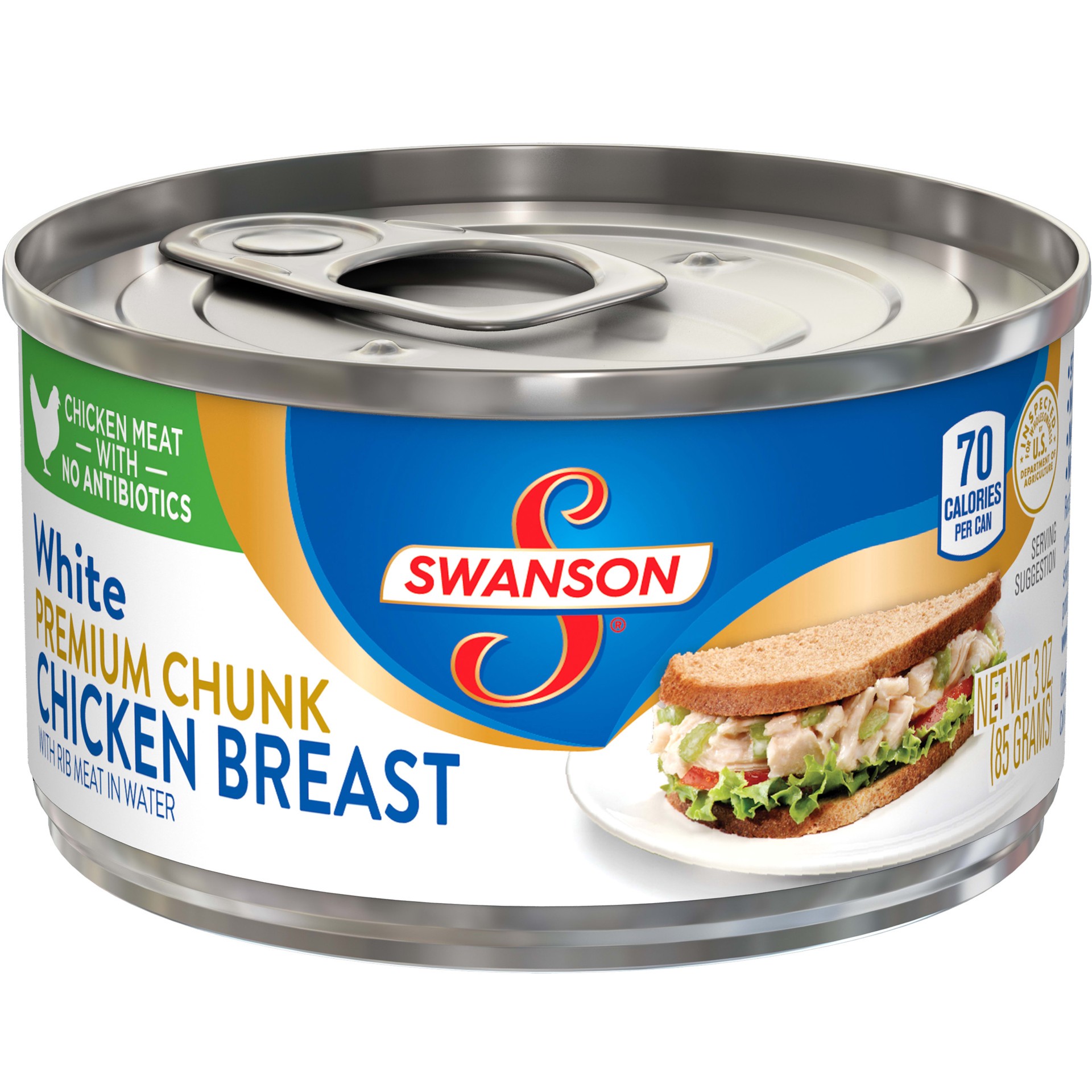 slide 1 of 5, Swanson Premium White Chunk Chicken Breast, 3 oz. Can, 3 oz