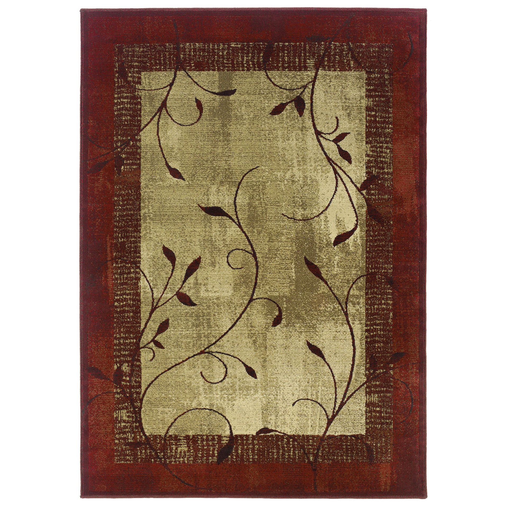 slide 6 of 6, allen + roth Tinsley Red 5 x 8 (ft) Loomed Red Rectangular Indoor Border Farmhouse/Cottage Pet Friendly Area rug, 1 ct