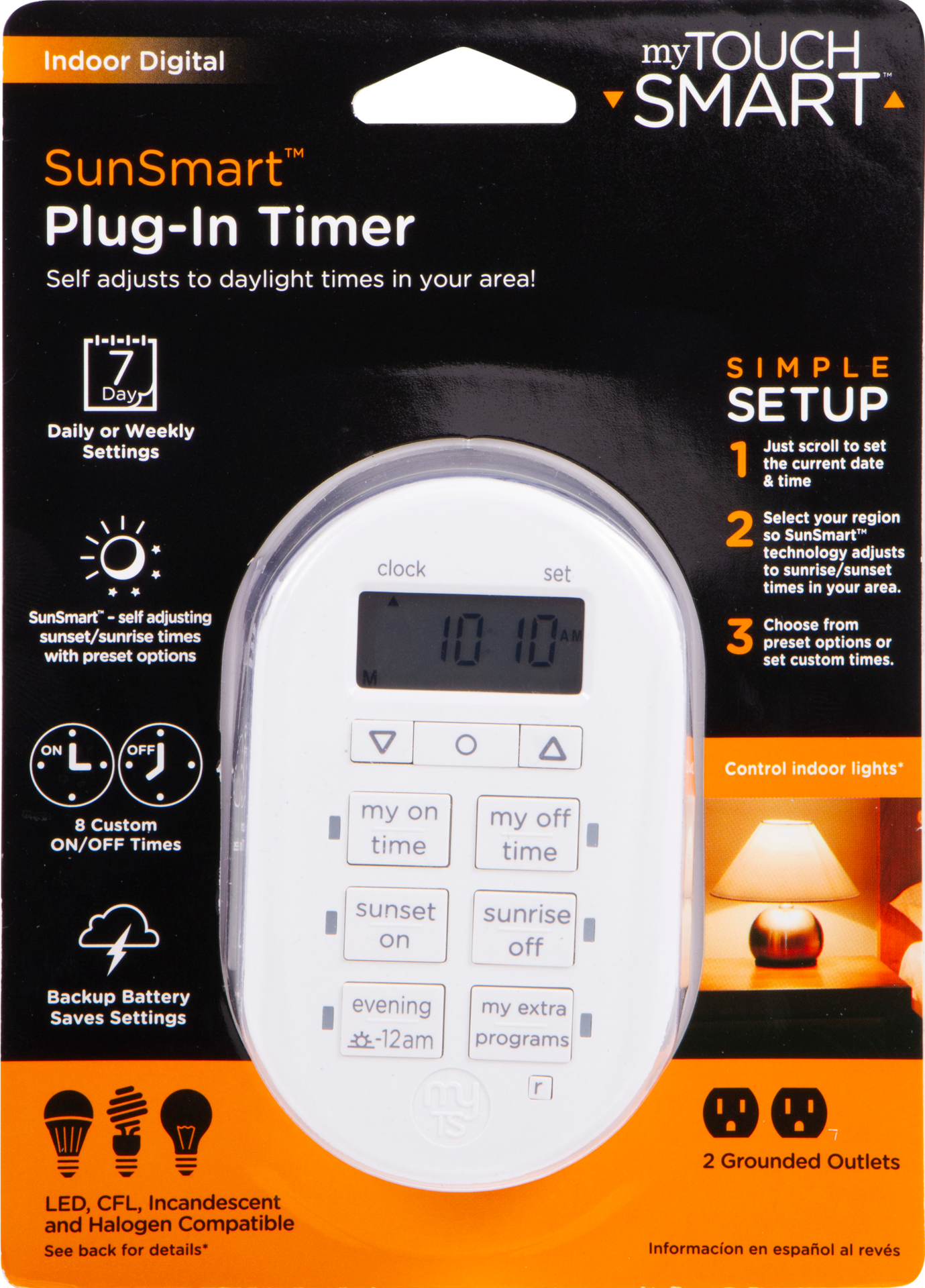 slide 1 of 1, GE Mts Timer Digital 2 Outlet 7 Day Grounded, 1 ct