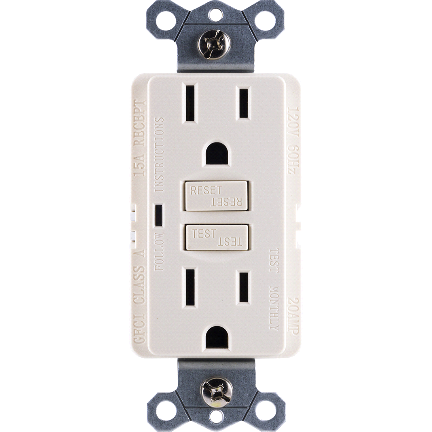 slide 1 of 2, GE 15 Amp Self Test GFCI Outlet, 1 ct