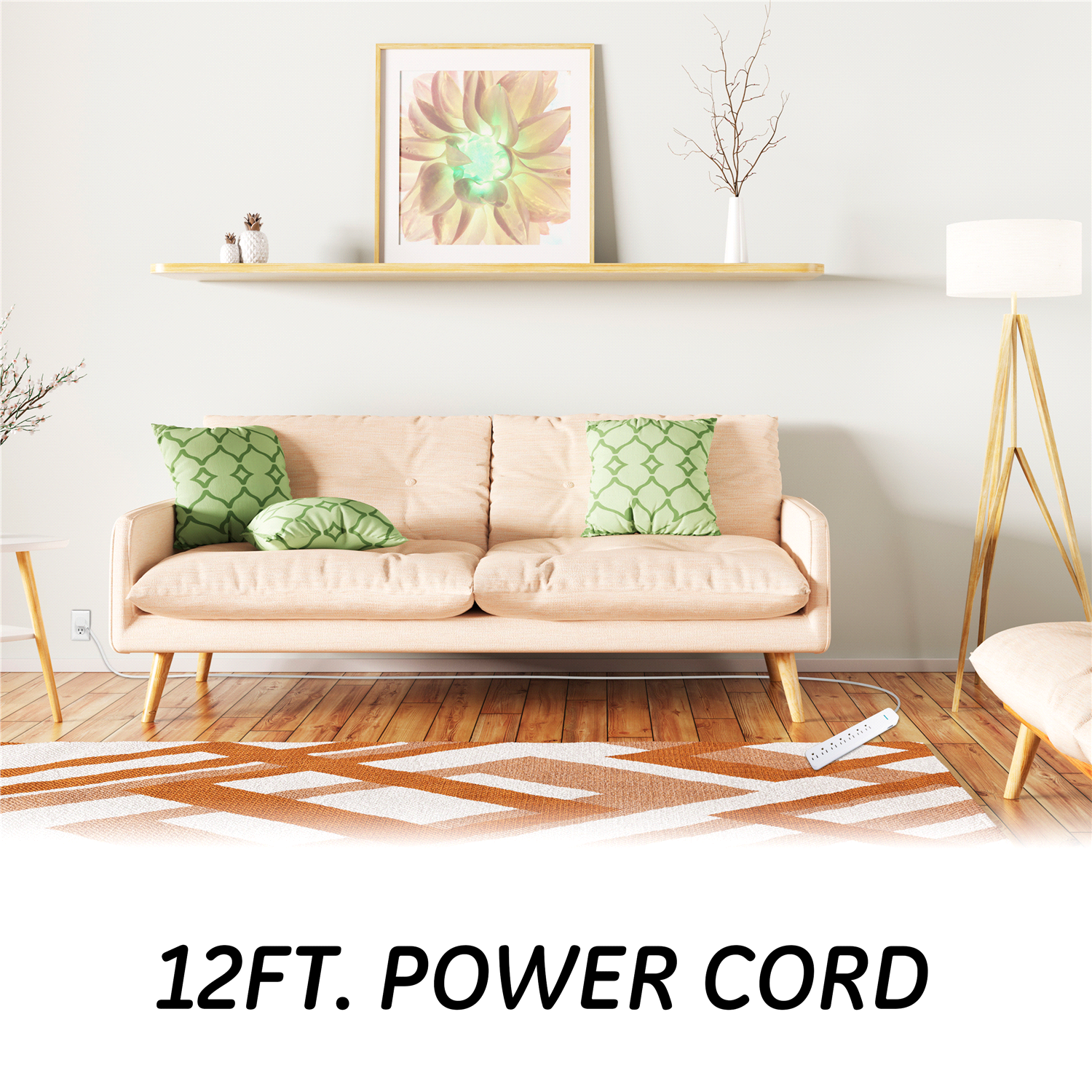 slide 3 of 5, GE 7-Outlet Power Strip Surge Protector, Extra-Long Cord, 36360, 12 ft