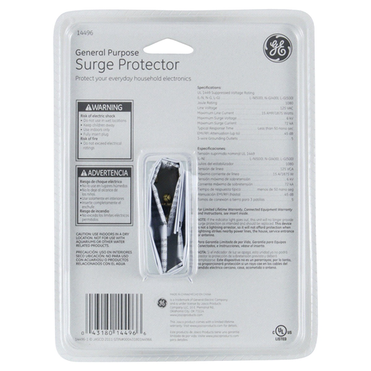 slide 2 of 2, GE 6 Protected Outlets Surge Protector 1 Each, 1 ct