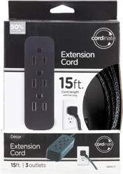 Cordinate 3-Outlet Grounded Extension Cord Black Heather