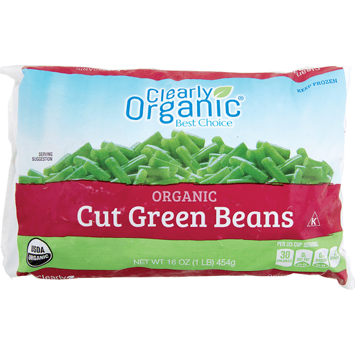 slide 1 of 1, Clearly Organic Regular Cut Green Beans, 16 oz