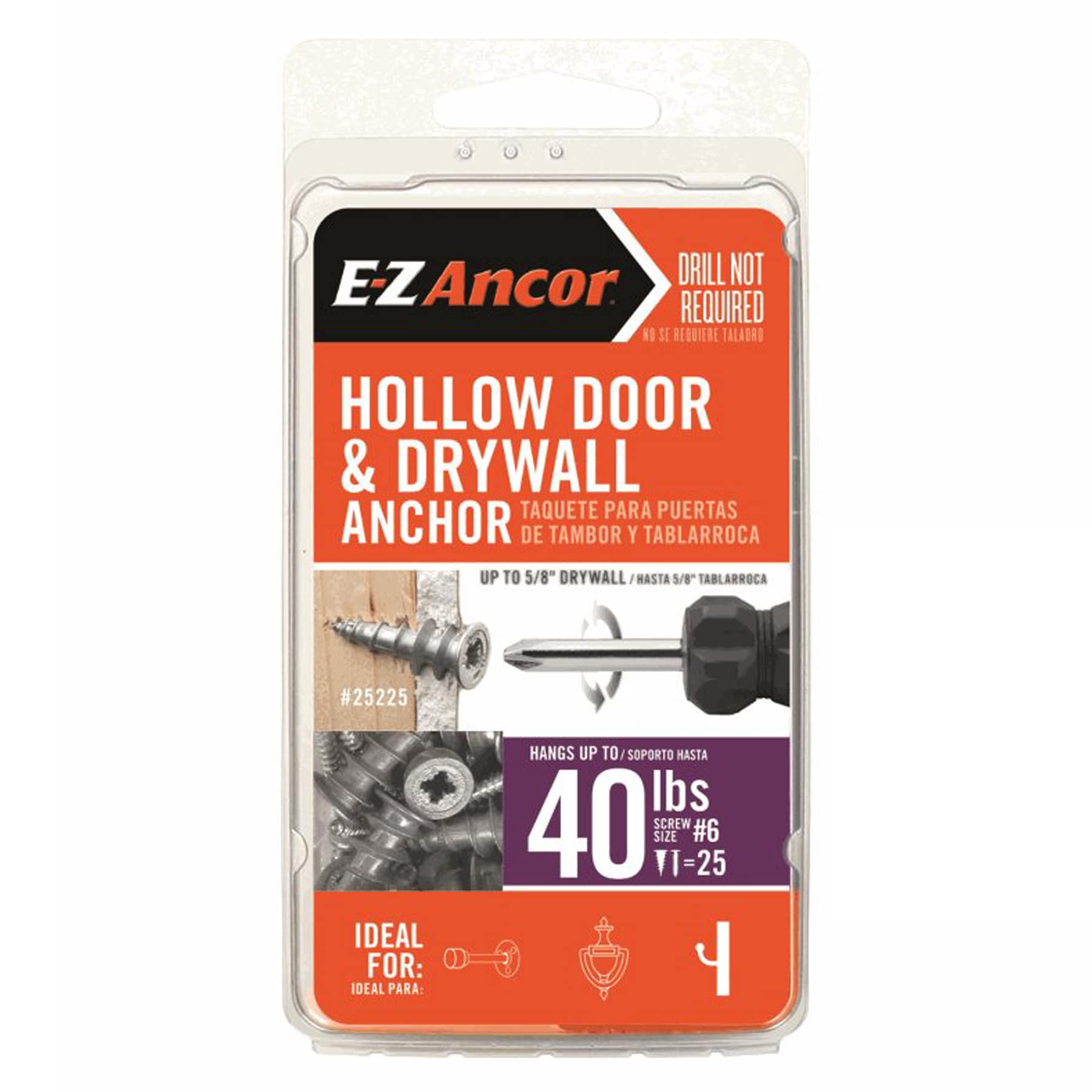 slide 1 of 6, E-Z Ancor 40-lb #6 x 1-in Self-Drilling Anchors with Screws Included 25 -Pack, 1 ct