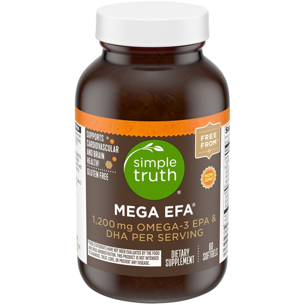 slide 1 of 1, Simple Truth Mega Efa With Omega-3 Epa & Dha Softgels 1200 Mg, 60 ct