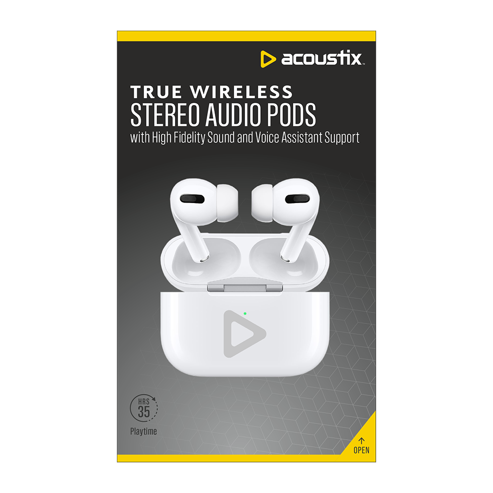 slide 1 of 1, Acoustix True Wireless Stereo Audio Pods - White, 1 ct