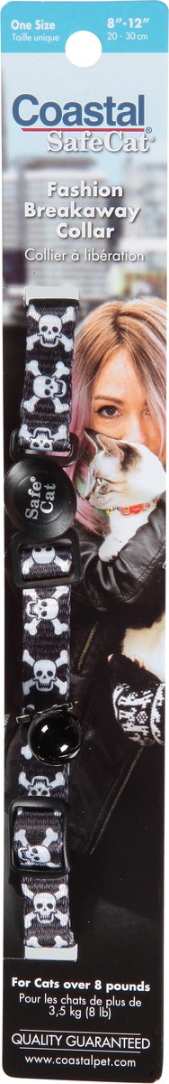 slide 8 of 12, Safe Cat Fashion Adjustable Breakaway Collar, Black Skulls, 38" x 8"-12", 1 ct