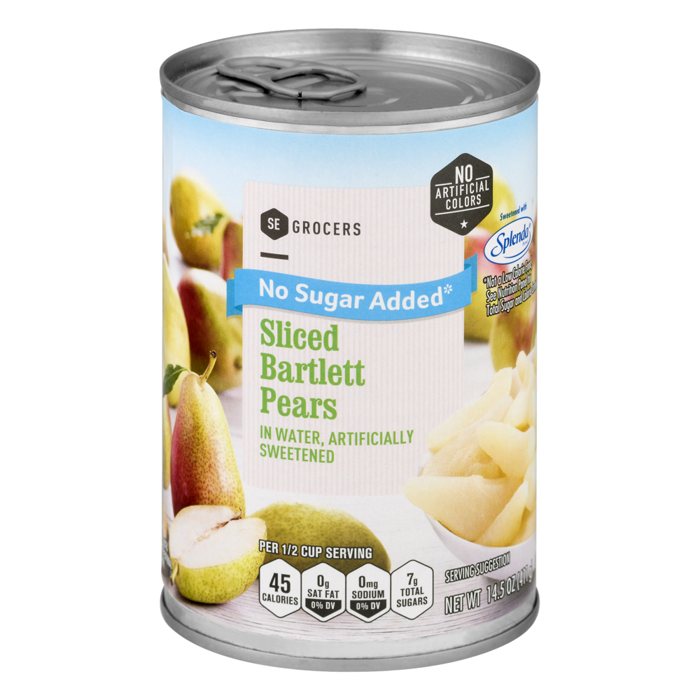 slide 1 of 1, SE Grocers Pears Sliced Bartlett No Sugar Added, 14.5 oz