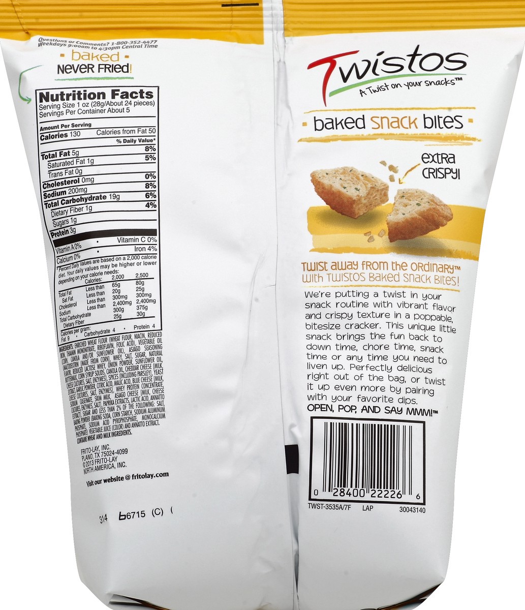 slide 6 of 6, Twistos Asiago Baked Snack Bites, 5.3 oz