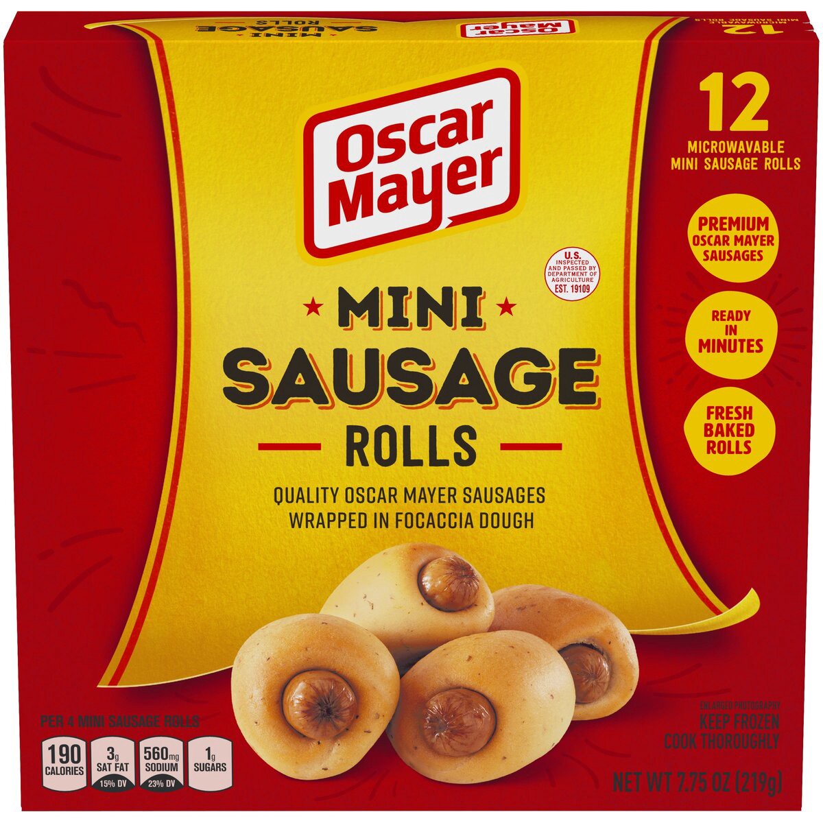 slide 1 of 8, Oscar Mayer Mini Sausage Rolls Frozen Snacks, 7.75 oz