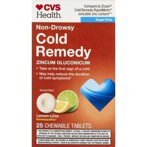 slide 1 of 1, CVS Health Non Drowsy Homepathic Cold Remedy Chewable Tablets, Lemon Lime, 25 Ct, 1 ct