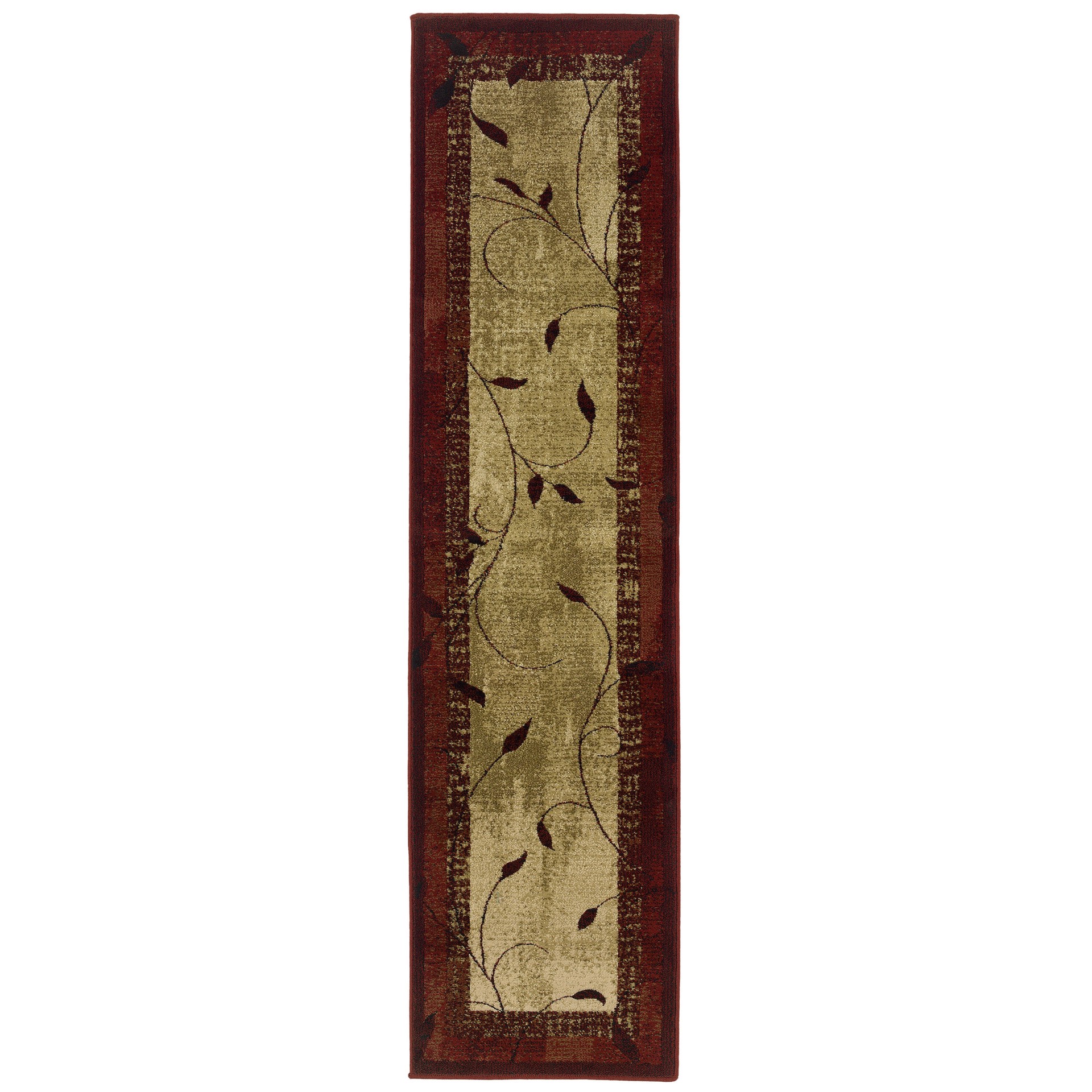 slide 5 of 6, allen + roth Tinsley Red 2 x 8 (ft) Loomed Red Rectangular Indoor Border Farmhouse/Cottage Pet Friendly Runner rug, 1 ct