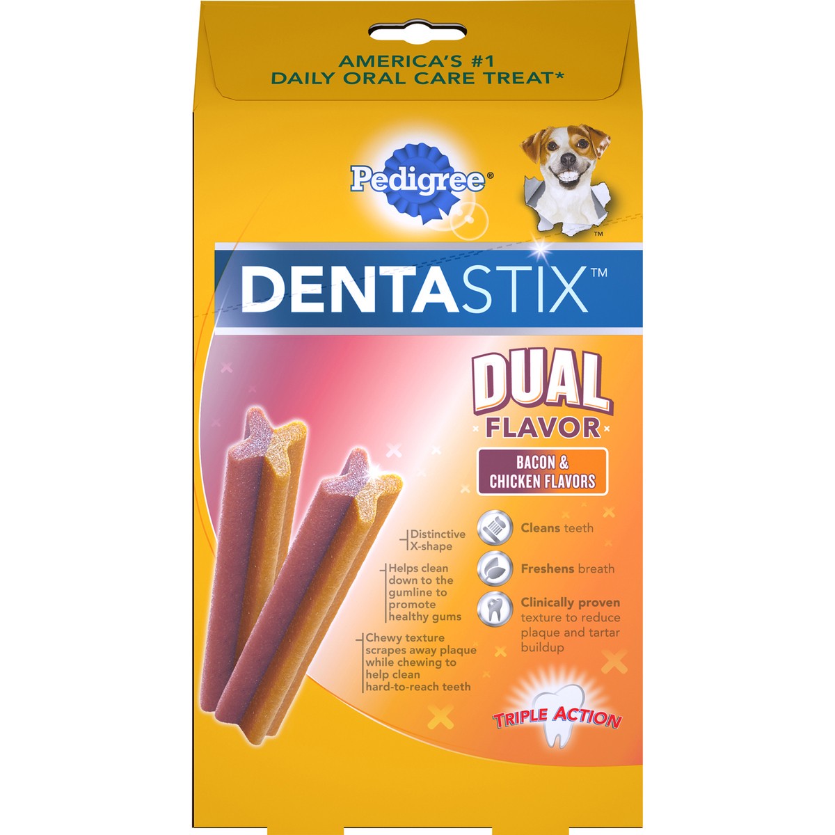 slide 13 of 14, Pedigree Dentastix Dual Flavor Bacon & Chicken Flavors Mini Treats for Dogs 5.08 oz. Box, 5.08 oz