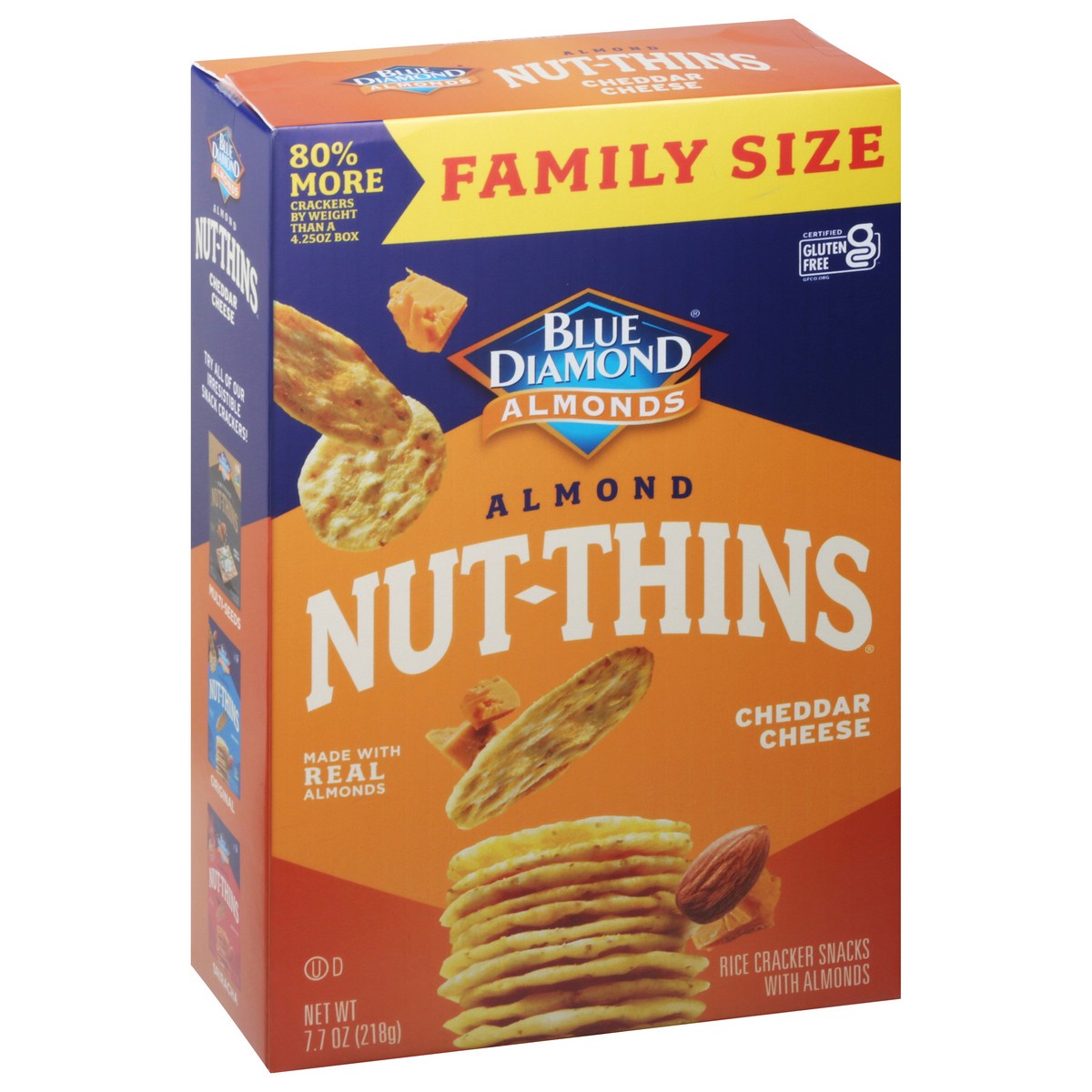 slide 2 of 9, Blue Diamond Family Size Cheddar Nut Thins, 7.7 oz