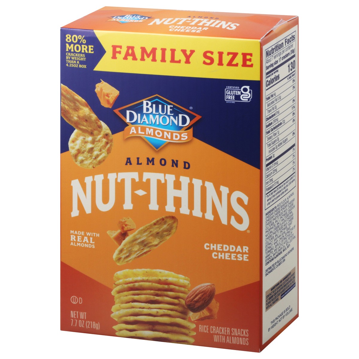 slide 6 of 9, Blue Diamond Family Size Cheddar Nut Thins, 7.7 oz