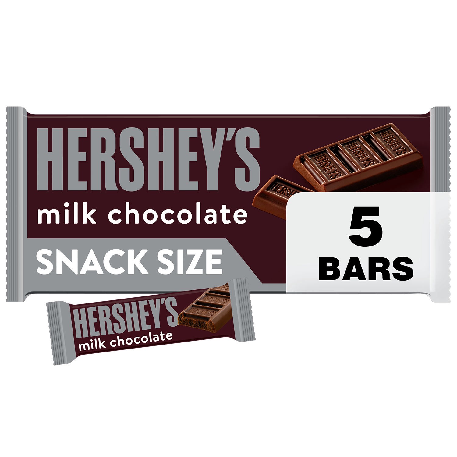 slide 4 of 9, Hershey's Snack Size Milk Chocolate Bars, 5 ct; 0.45 oz