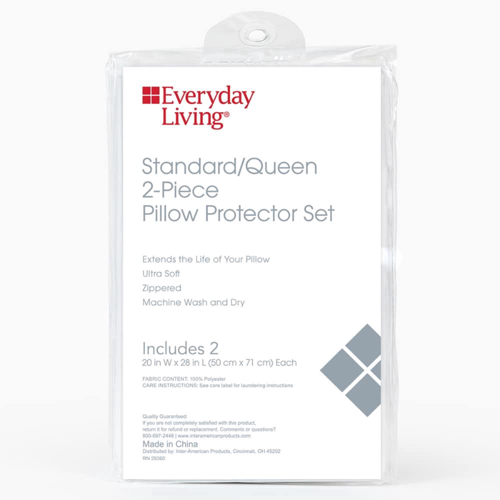 slide 1 of 1, Everyday Living Microfiber 2-Piece Pillow Protector Set, Queen