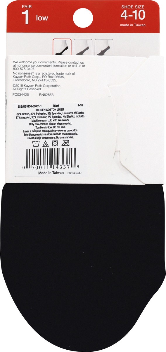 slide 3 of 10, No Nonsense Liner - Hidden Cotton, 1 ct