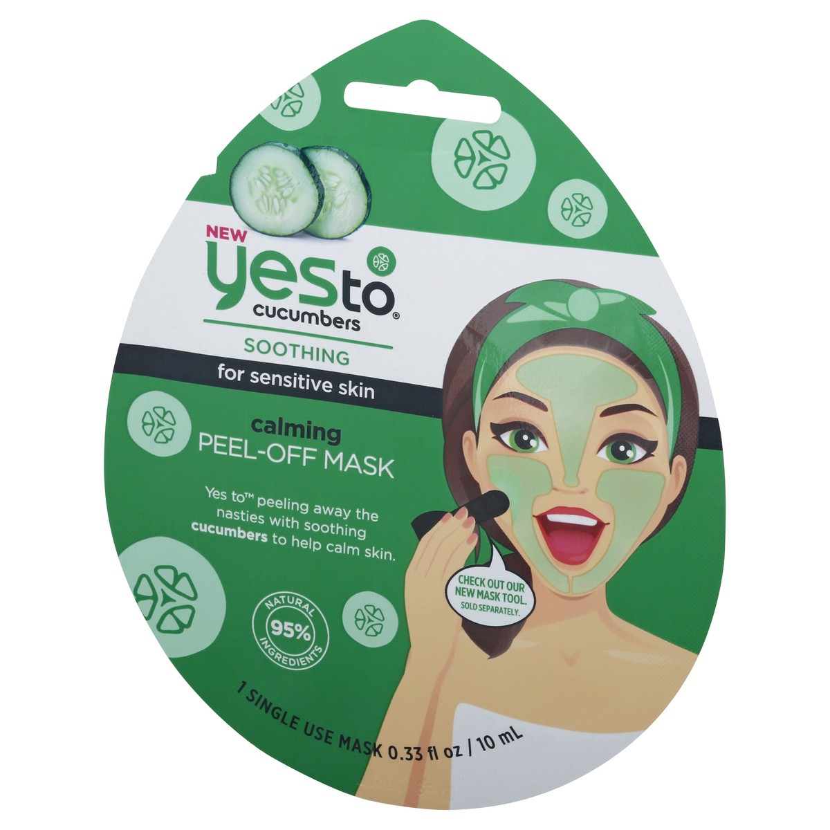 slide 3 of 9, Yes to Cucumbers For Sensitive Skin Calming Soothing Peel Off Mask 1 ea, 0.33 oz