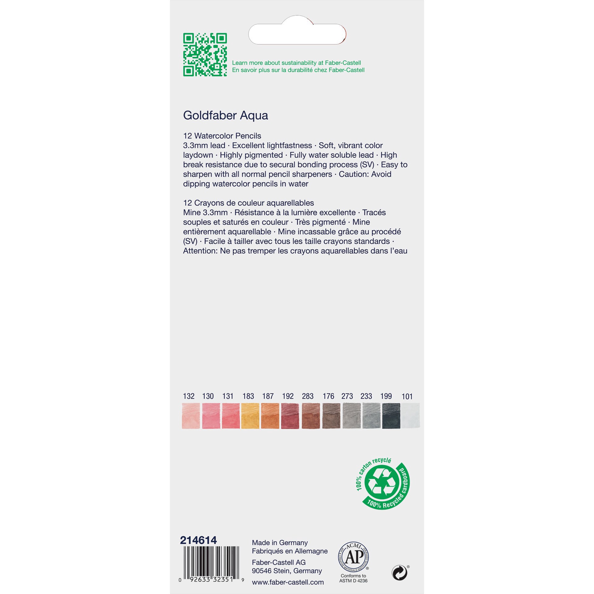 slide 6 of 6, Faber-Castell Goldfaber Aqua 12 Color Skin Tone Watercolor Pencil Set, 3.3 mm