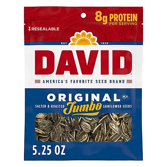 slide 1 of 1, David Original Salted And Roasted Sunflower Seeds Keto Friendly Snack Bag - 5.25 Oz, 5.25 oz