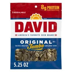 David Original Salted And Roasted Sunflower Seeds Keto Friendly Snack Bag - 5.25 Oz