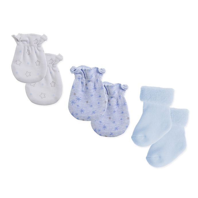 slide 1 of 1, Sterling Baby Preemie Bootie & Mitten Set - Blue, 3 ct