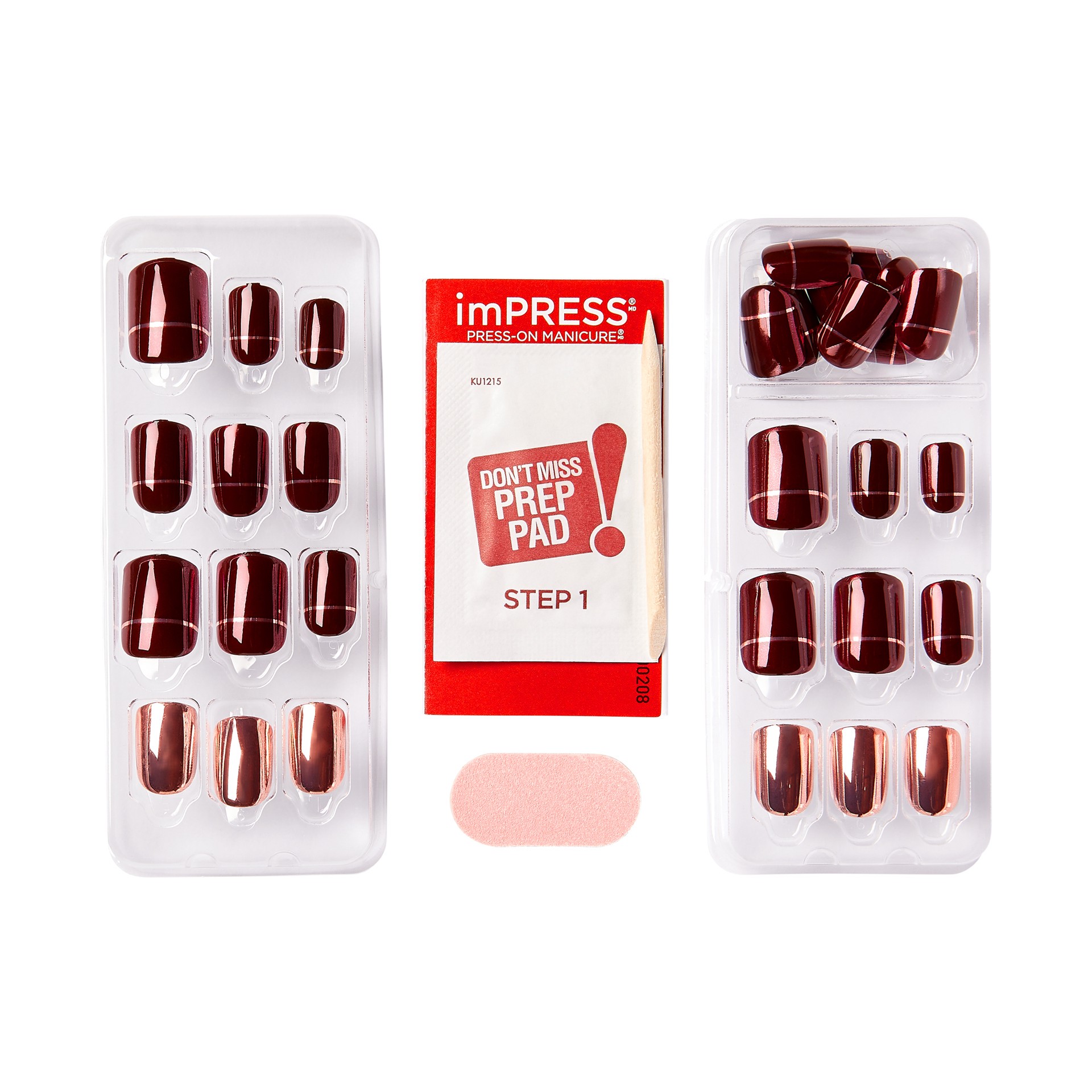 slide 3 of 5, imPRESS KISS TOM BACHIK x imPRESS Short Square Press-On Nails, Red, 30 Pieces, 1 ct