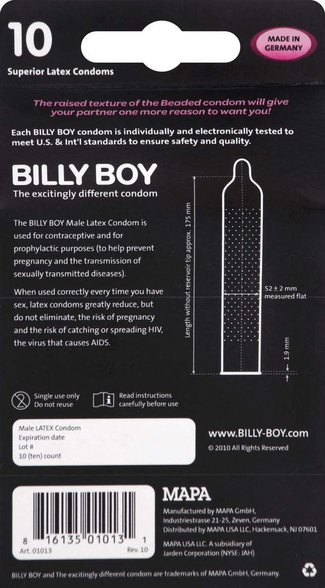 slide 7 of 7, Billy Boy Condoms 10 ea, 1 ct