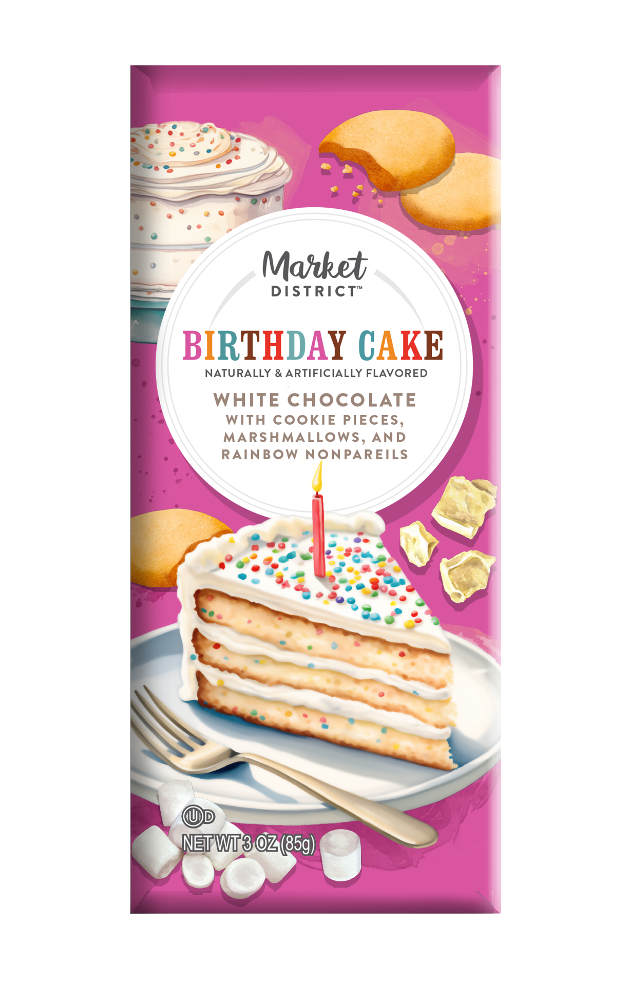 slide 1 of 1, Md Birthday Cake White Chocolate, 3 oz