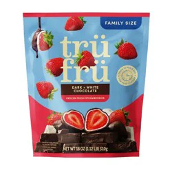 Tru Fru Fresh Frozen Strawberries in Dark & White Chocolate, 18 oz