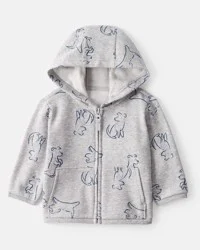 Carter's Baby Boy Dog Print Long-Sleeve Hoodie - Grey Heather NB
