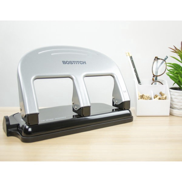 slide 8 of 10, PaperPro Rubber Base Traditional Three-Hole Punch - Black/Silver, 1 ct