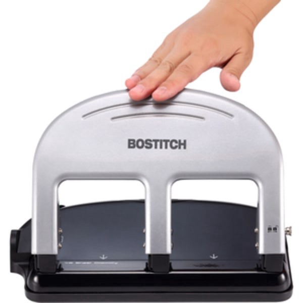 slide 2 of 10, PaperPro Rubber Base Traditional Three-Hole Punch - Black/Silver, 1 ct