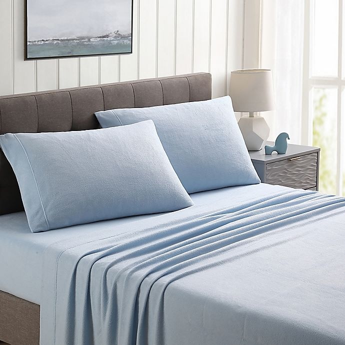 slide 1 of 2, Morgan Home Ultra Plush Fleece Solid King Sheet Set - Blue, 1 ct