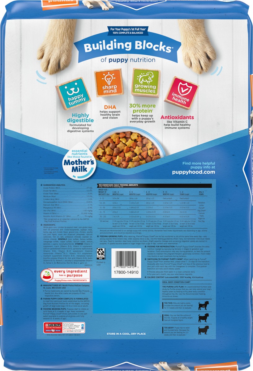 slide 9 of 9, Purina Puppy Chow High Protein Dry Puppy Food, Complete With Real Chicken, 16.5 lb