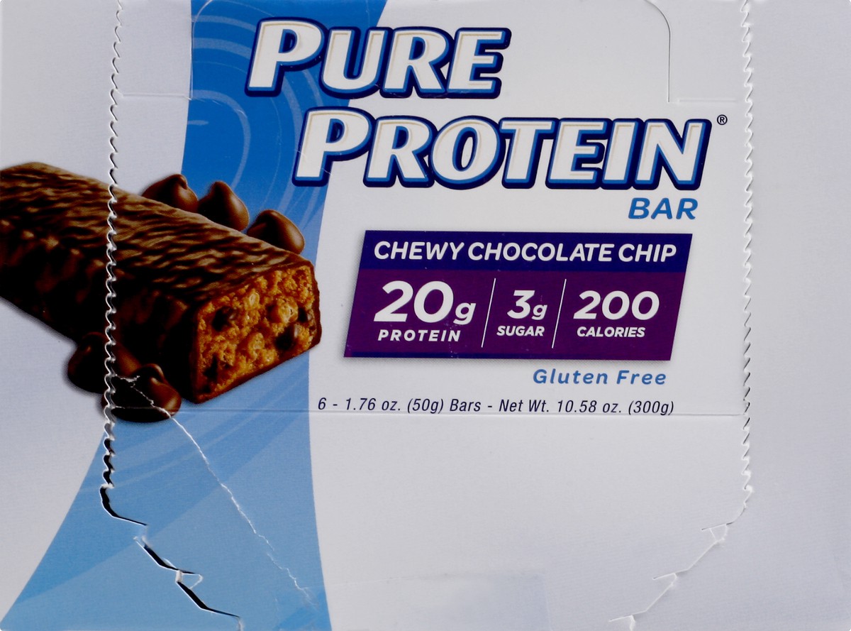 slide 5 of 6, Pure Protein Gluten Free Chewy Chocolate Chip Bar 6 - 1.76 oz Bars, 6 ct; 1.76 oz