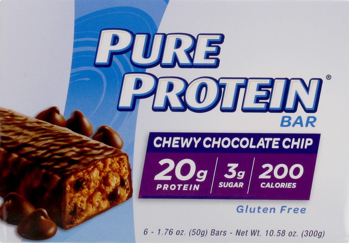 slide 2 of 6, Pure Protein Gluten Free Chewy Chocolate Chip Bar 6 - 1.76 oz Bars, 6 ct; 1.76 oz