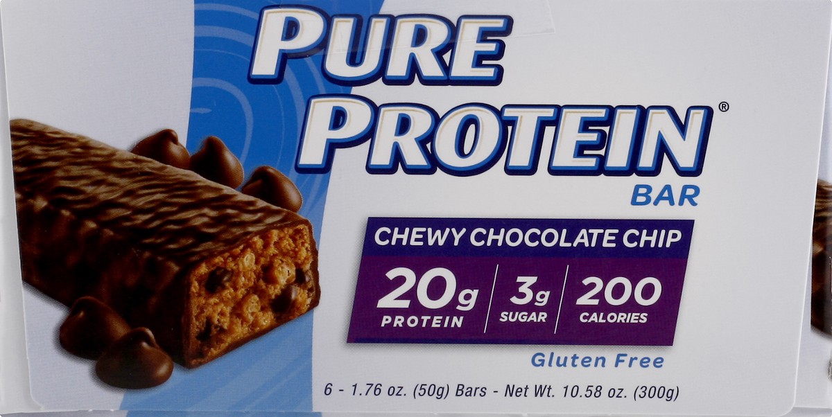 slide 4 of 6, Pure Protein Gluten Free Chewy Chocolate Chip Bar 6 - 1.76 oz Bars, 6 ct; 1.76 oz