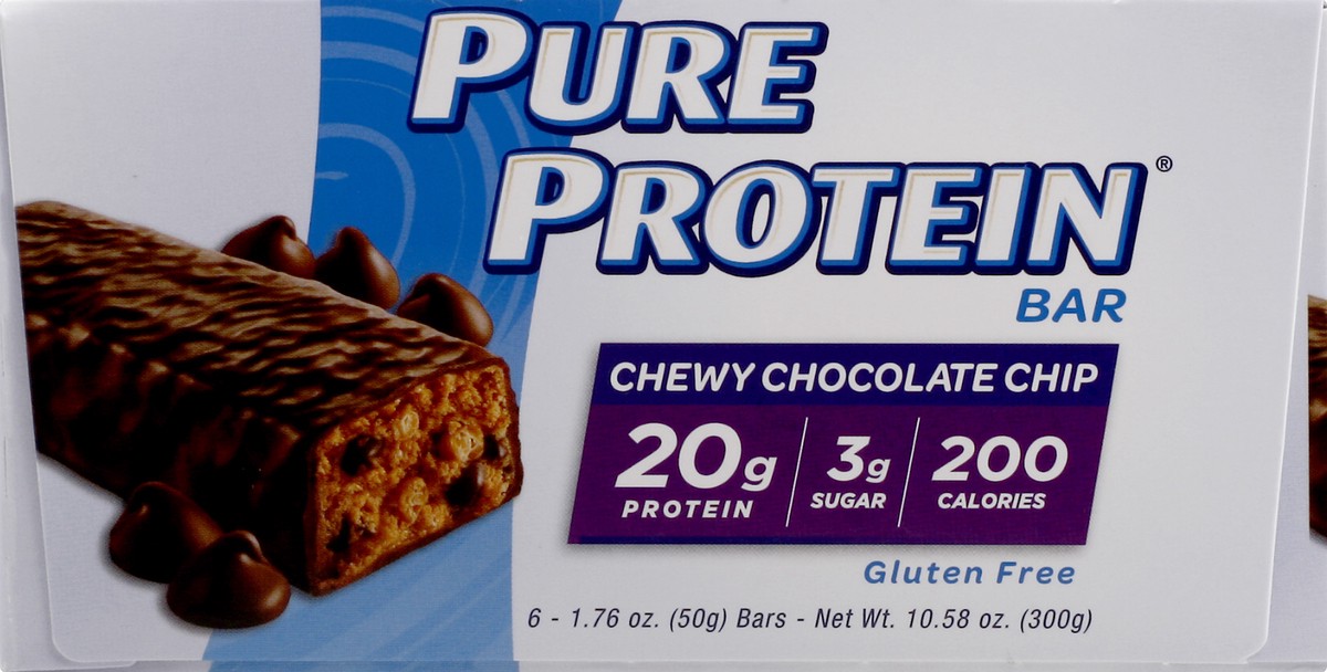 slide 6 of 6, Pure Protein Gluten Free Chewy Chocolate Chip Bar 6 - 1.76 oz Bars, 6 ct; 1.76 oz