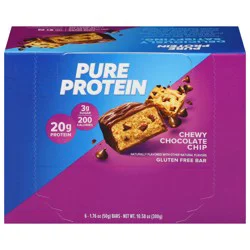 Pure Protein Gluten Free Chewy Chocolate Chip Bar 6 - 1.76 oz Bars