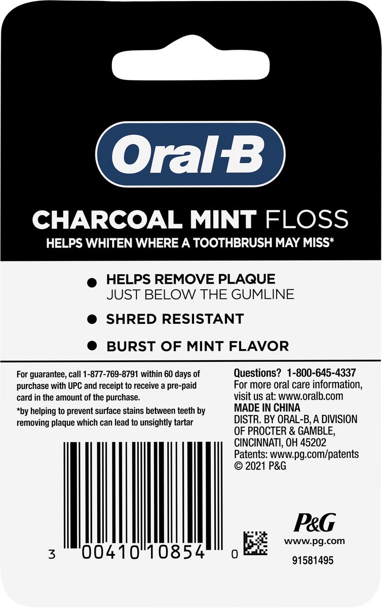 slide 3 of 3, Oral-B Charcoal Infused Mint Dental Floss, 50 m, 1 ct